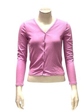 Forever 21 Kids Size 9 10 Girls Pink Ribbed Cardigan Button Front Soft Layer Fun